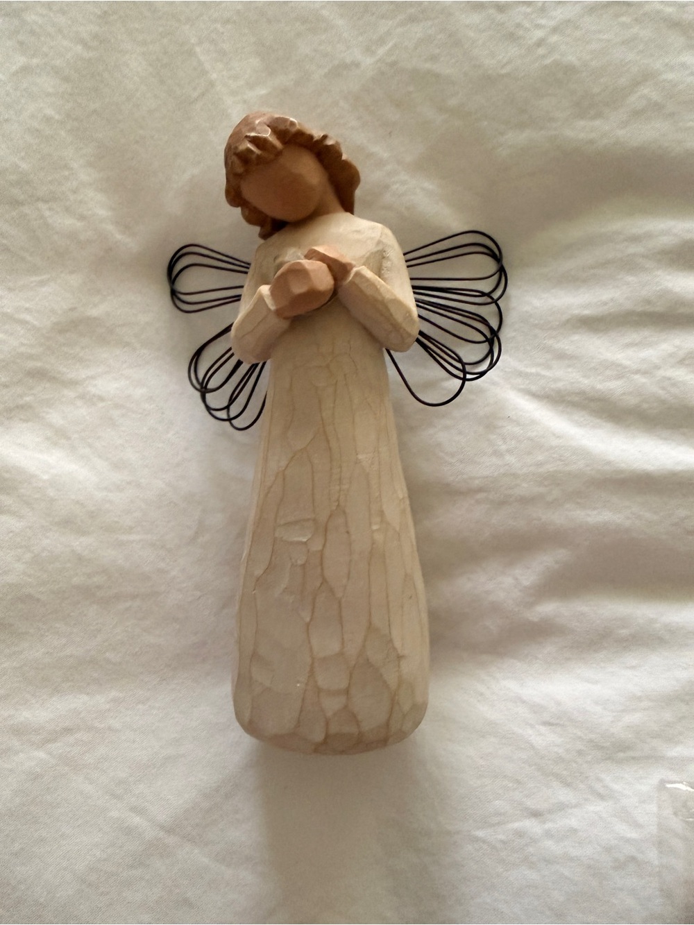 Willow Tree Cream Angel Figurine with Black Wire Wings- ANGEL OF HEALING